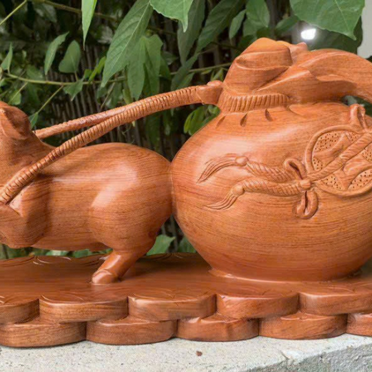 Tượng gỗ Heo thần tài