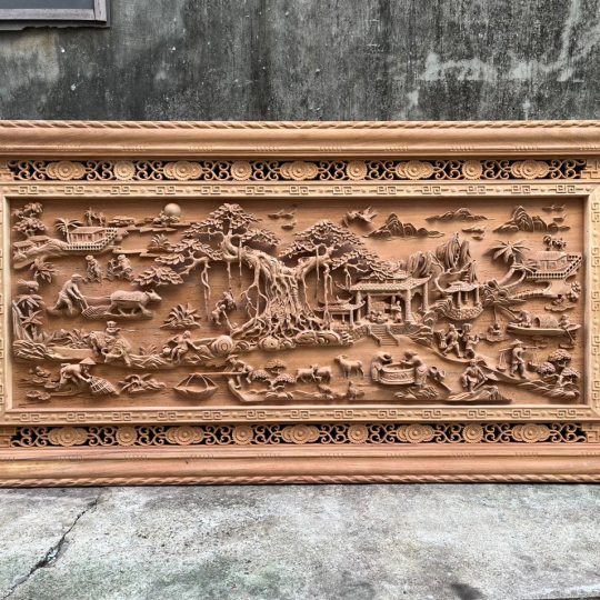 Tranh gỗ trạm khắc sơn thủy
