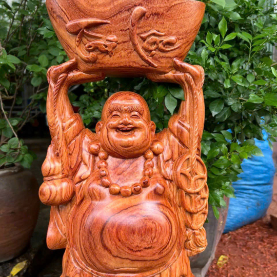 Tượng gỗ Phật Di Lạc - thần tài