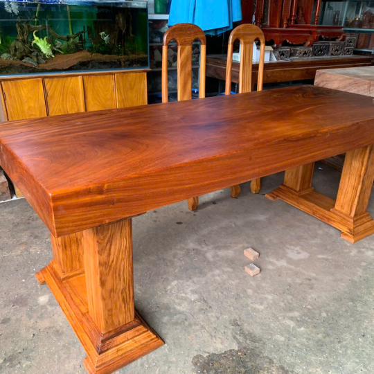Bộ bàn nguyên khối gỗ + 8 ghế